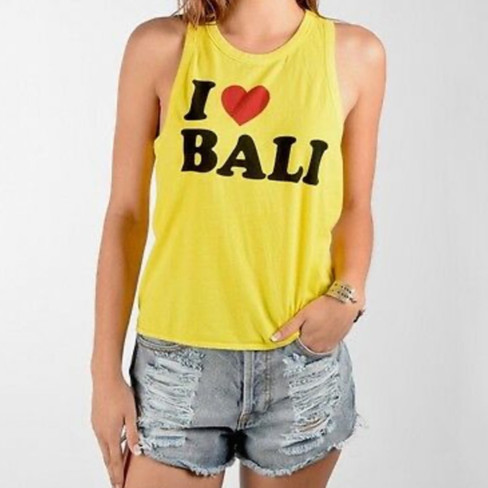 Chaser Vintage Yellow 'I Love Bali' Tank Top